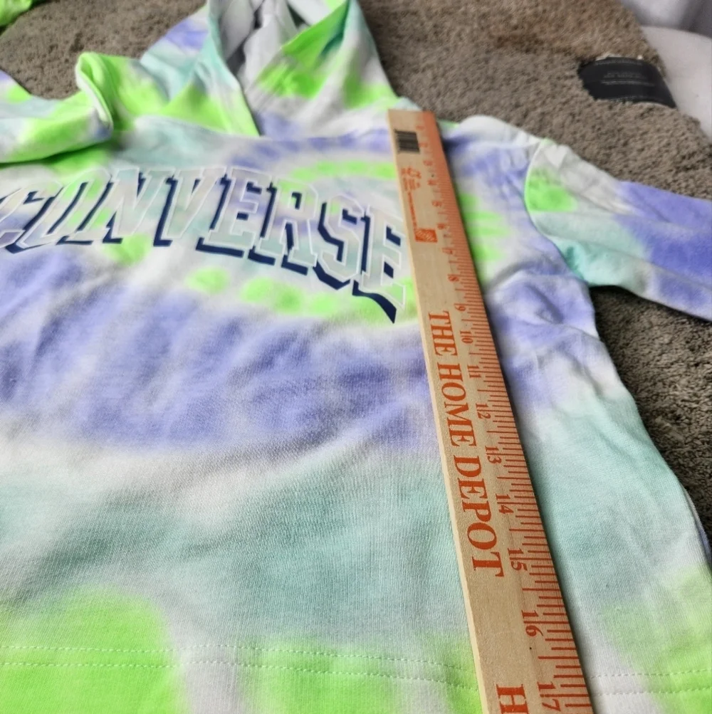 Converse L Green Girl's All Over Print Tie-Dye Boxy Hoodie (Big Kids) Size L